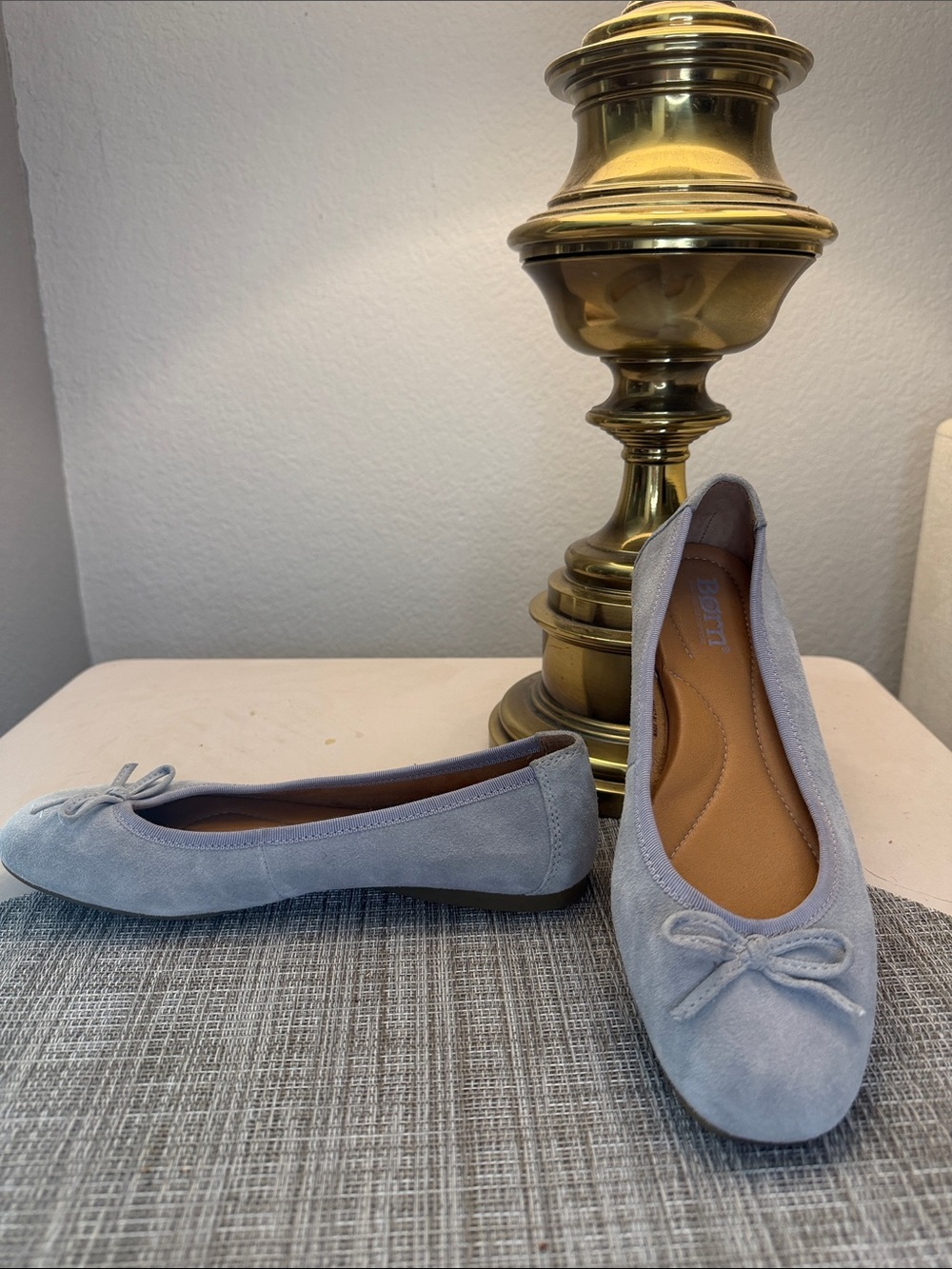 Born Light Blue Suede Ballet Flats with Bow
